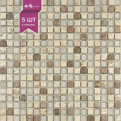 Изображение товара Мозаика стеклянная NSmosaic S-821, 305х305 мм, чип 15x15 мм, упаковка 5 шт