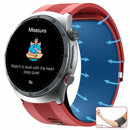 530mAH рофессиональные смарт часы мужские с точным измерением артериального давления всепогодным контролем пульса неинвазивным контролем уровня глюкозы в крови и воздушным насосом для ЭКГ 1319900₽