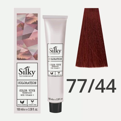 Изображение товара Краска для волос профессиональная Silky Color Vive/Ultralift 77/44 Русый Медный интенсивный, 100 мл