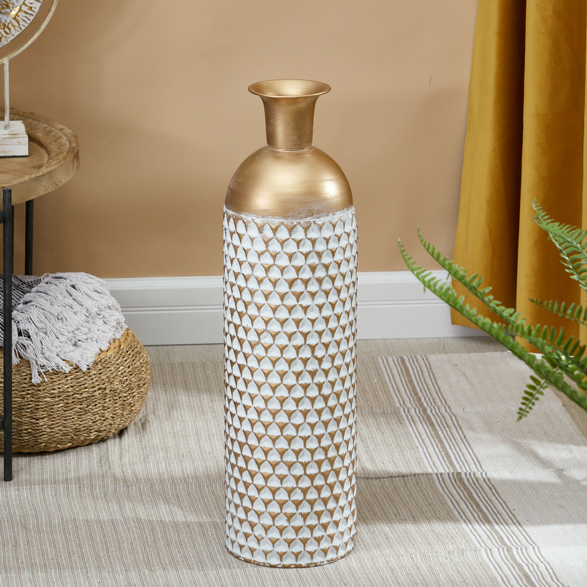 57-269 Ваза интерьерная 18х18х66см, Железо, цвет золотистый, Glasar