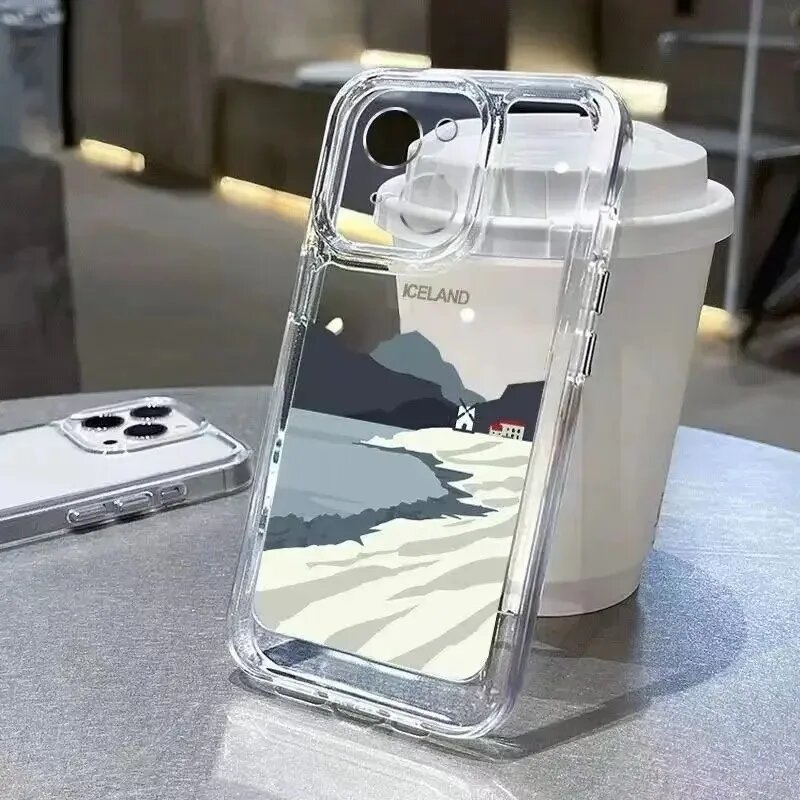Чехол с рисунком пейзажа для Samsung S20 S21 S22 Plus S23 S24 FE S25 Note 20 Ultra A15 A16 A23 A24 A25 5G, силиконовый прозрачный чехол