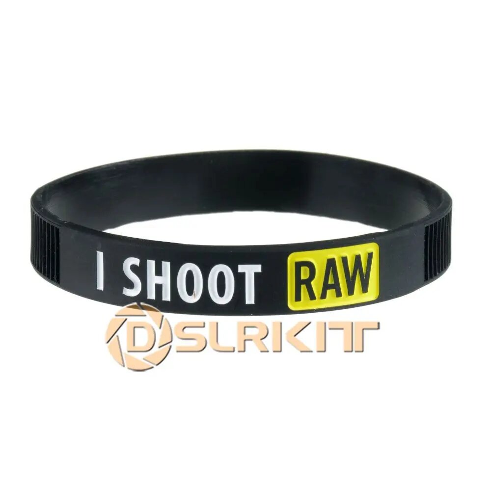 Желтый силиконовый браслет I SHOOT RAW для фотографов
