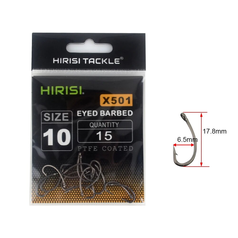 15 шт. рыболовные крючки Hirisi из высокоуглеродистой стали Size 10