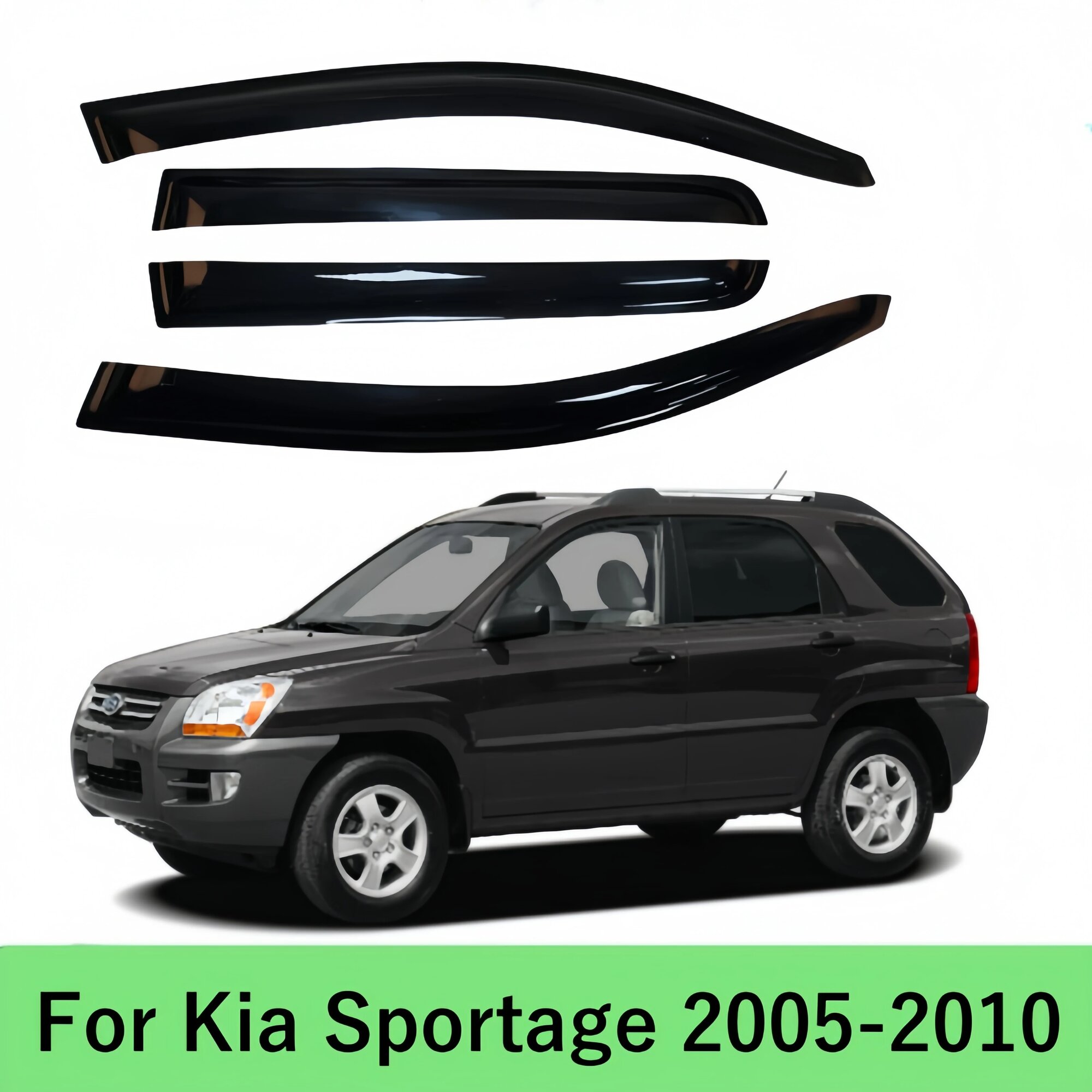 Для Kia Sportage 2005 2006 2007 2008 2009 2010 козырек на боковое окно, дефлектор от солнца и дождя, навесы, клейкая накладка на крышку