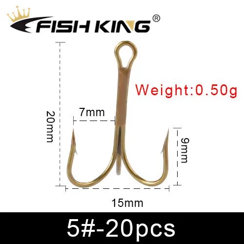 Рыболовные крючки FISH KING тройники, Color: 005, 5#, 0.50g