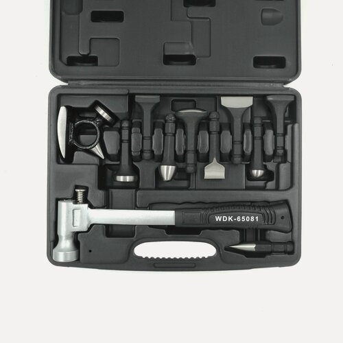 Изображение товара Набор для рихтовки кузова автомобиля, 11 предметов в пластиковом кейсе WIEDERKRAFT WDK-65081