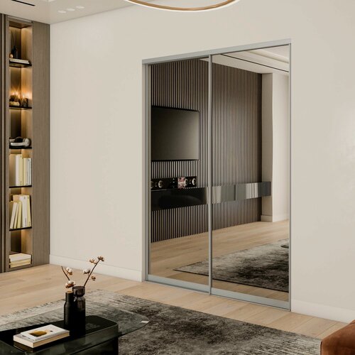 Изображение товара Готовое решение "Элегант" 2дв. Зеркало, Серебро профиль, 120х10х225