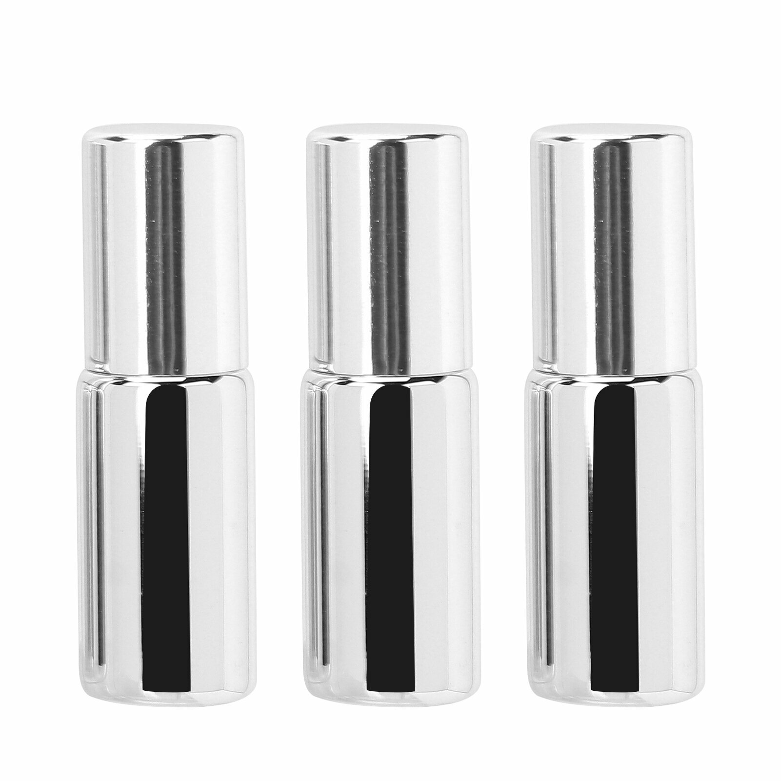 3pcs Professional Glass Perfume Roller Bottle Portable Essential Oil Roll On Bottles Set 5mlSilver