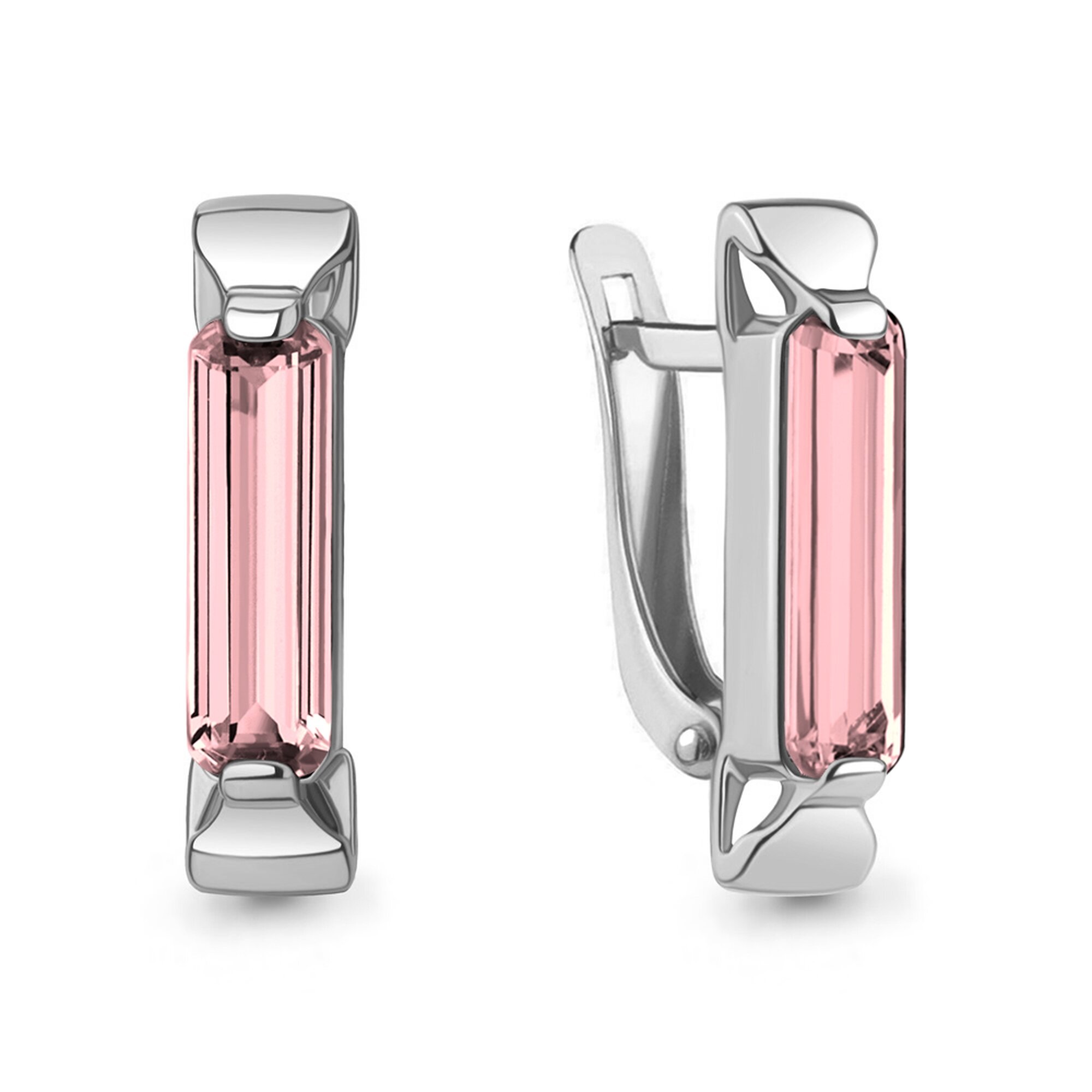 Серьги, серебро, 925 проба, родирование, морганит