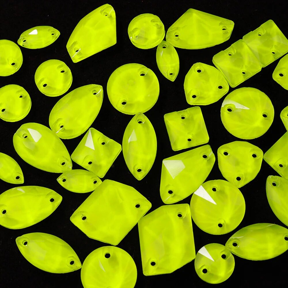 Неоновые стеклянные стразы JIN для декора 20PCS Mix, Желтый, Citrine