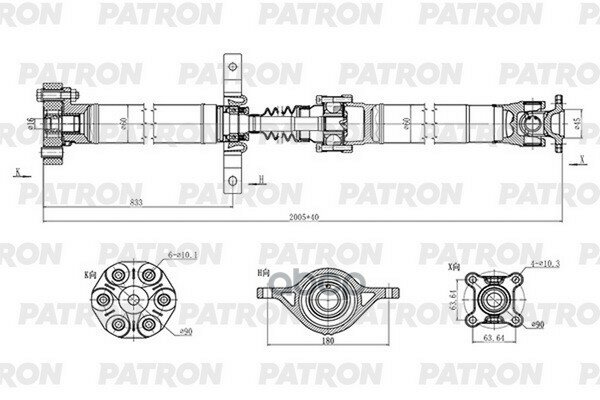 Вал карданный (L=2005 мм.) HYUNDAI Santa Fe (CM) 2005-2012 PATRON арт. PKR024