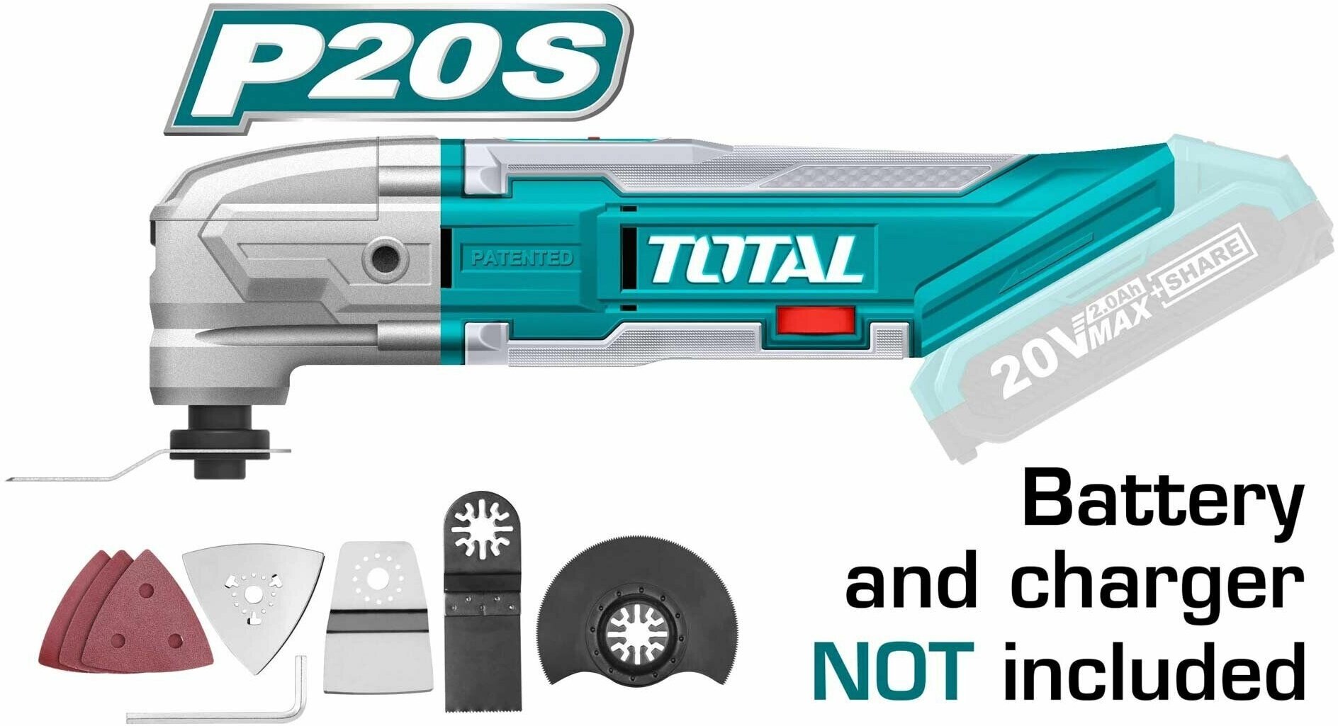 Резак TOTAL TMLI2001, 20В, 8мм металл/115мм дерево, 2 сабельные пилы — фото 1