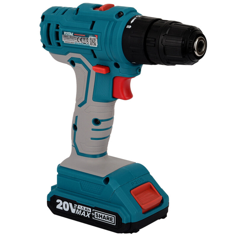 Шуруповёрт TOTAL TDLI20011, 20В, быстрозажимной патрон, 1 скорость, 45Нм, 1.5Ач — фото 1
