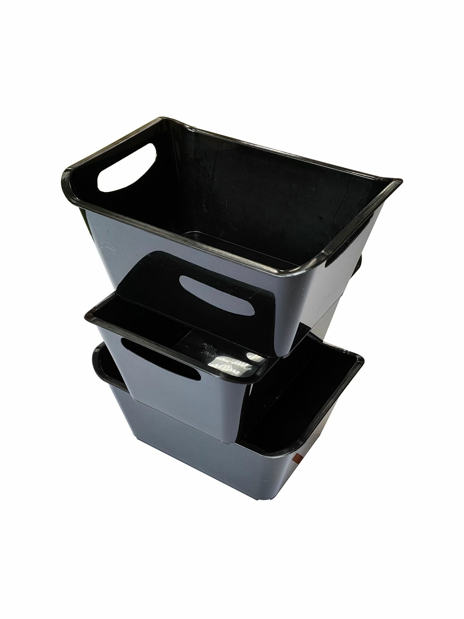 Набор 3 контейнера хозяйственных Gensini  1 5 л  черные  Италия