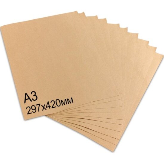 Крафт-бумага в листах Brauberg  А3 297 х 420 мм плотность 78 г/м2 100 листов Марка А (Коммунар) 440149