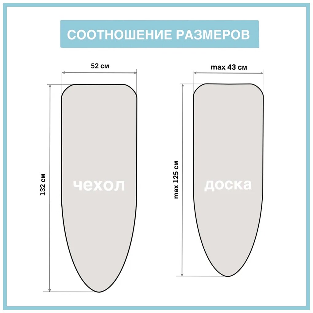 Чехол для гладильной доски из хлопка с подложкой из поролона(синтепона), чехол на гладильную доску 125x43 - фотография № 11