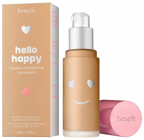 Benefit Тональный крем Hello Happy Flawless Brightening Foundation, SPF 15, 30 мл, оттенок: 4 Medium neutral