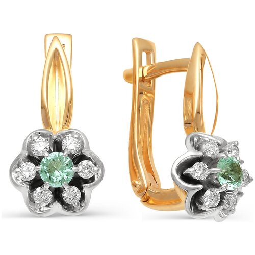 Алькор Золотые серьги с изумрудами и бриллиантами 21854-101