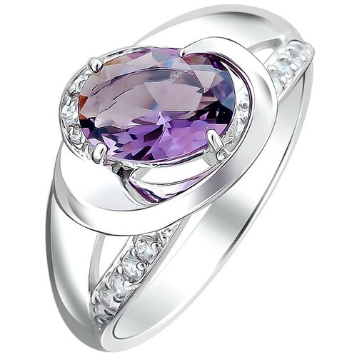 фото Эстет кольцо с кристаллом swarovski и фианитами из серебра н12к256016, размер 17.5