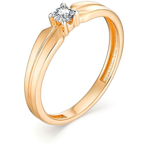 фото Алькор кольцо с 1 бриллиантом из красного золота 13000-100, размер 17