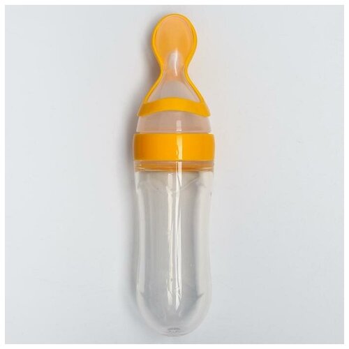 фото Бутылочка для кормления с ложкой, силикон, от 5 мес, 90 мл, цвет микс gold market