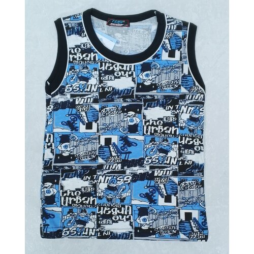 фото Майка без бренда, хлопок, размер 110, синий, черный