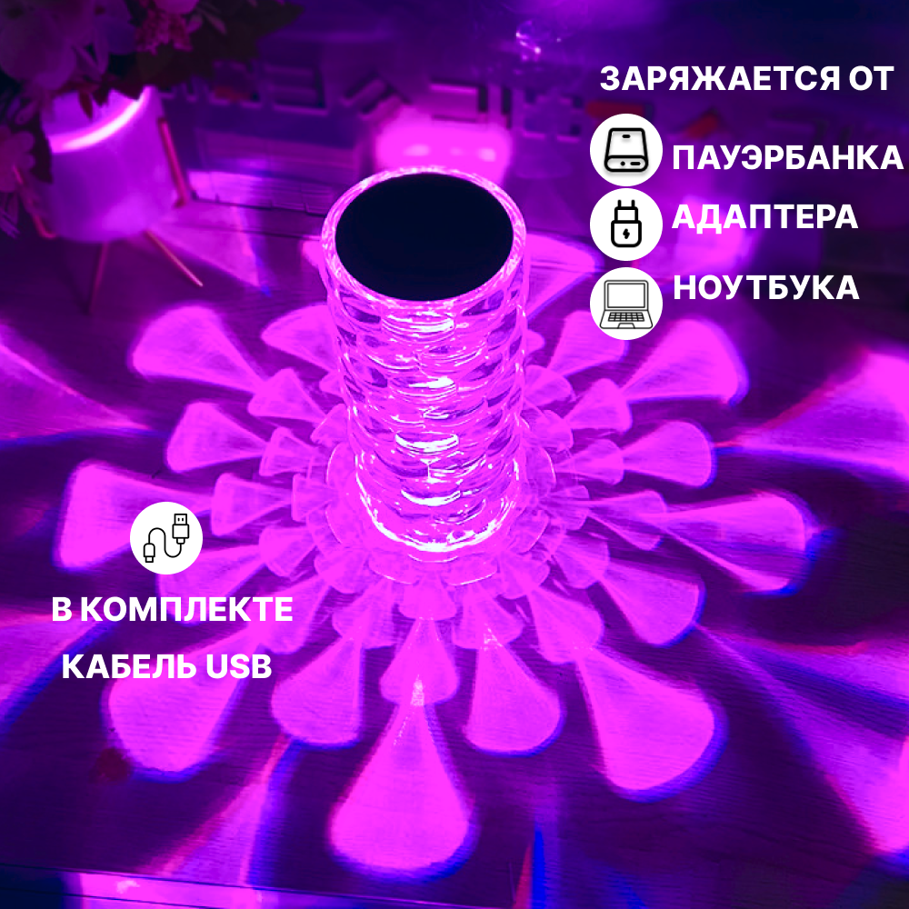 Светильник настольный декоративный светодиодный, ночник с пультом управления, 16 цветов, сенсорная прикроватная лампа - фотография № 3