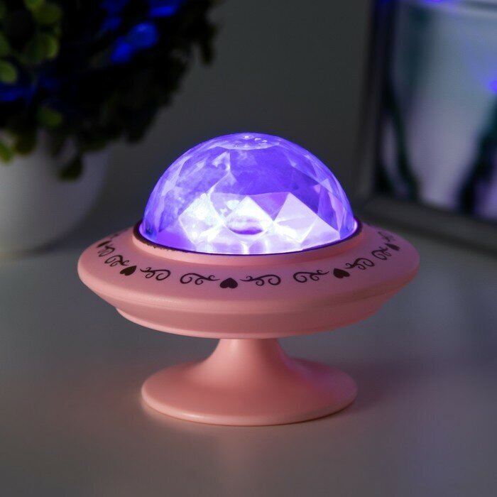 Ночник-проектор"Фьюжн" LED 3хLR44 розовый 12х12х10 см Risalux 9456839 . - фотография № 3