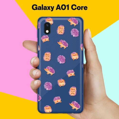 Силиконовый чехол Узор из ёжиков на Samsung Galaxy A01 Core матовый силиконовый чехол узор паутинка на samsung galaxy a01 самсунг гэлакси а01