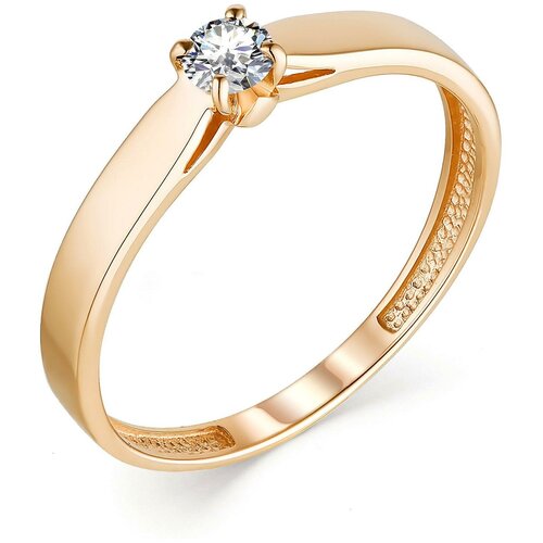 фото Алькор кольцо с 1 бриллиантом из красного золота 13281-100, размер 18