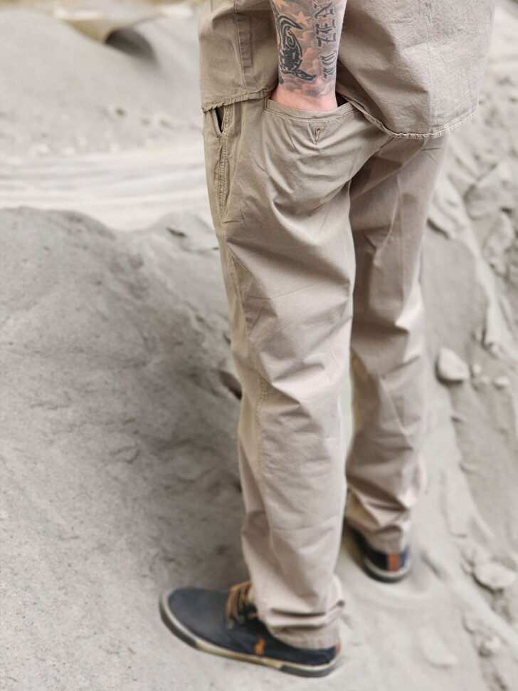 Комплект мужской рубашка с брюками, летний (бежевый), 54-56 - фотография № 4