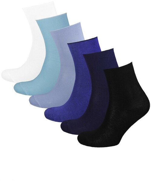 Носки STATUS, 6 пар, размер 25, черный, белый, синий