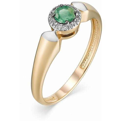 фото Алькор кольцо с изумрудом и бриллиантами из красного золота 13085-101, размер 17.5