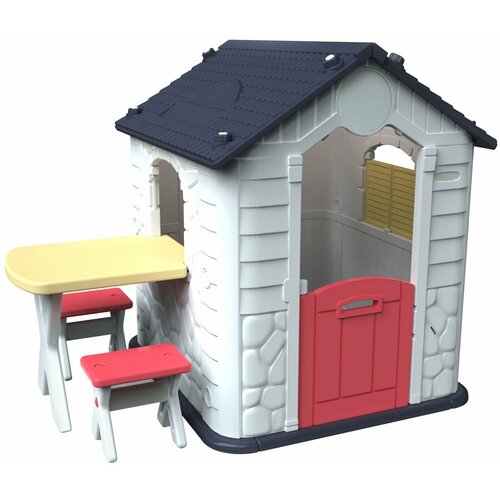 Nuovita NHN-705 (Navy+White) Детский игровой комплекс для дома и улицы: игровой домик, игровой столик, 2 стульчика, бизиборд