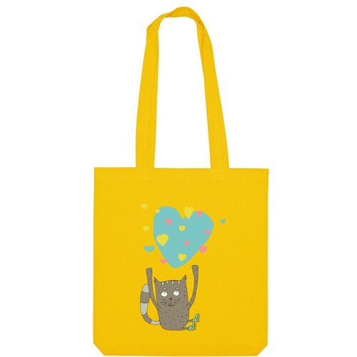 Сумка шоппер Us Basic, желтый мужская футболка влюблённый кот с сердечками s желтый