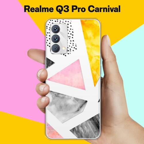 Силиконовый чехол на realme Q3 Pro Carnival Edition Треугольники / для Реалми Ку 3 Про Карнивал силиконовый чехол на realme q3 pro carnival edition сёрфер для реалми ку 3 про карнивал