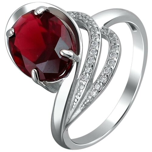 фото Эстет кольцо с гранатом и фианитами из серебра 48к259585, размер 19