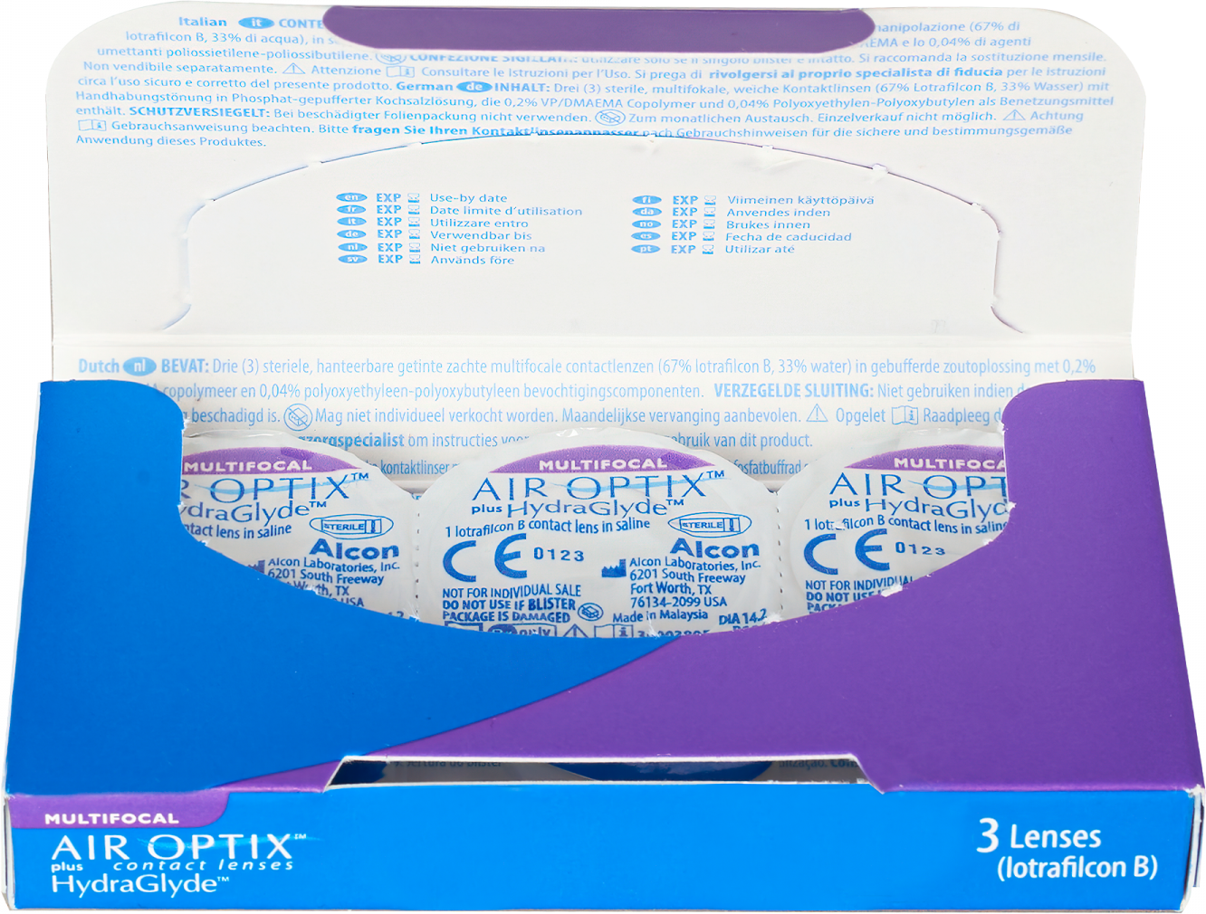 Alcon Air Optix Plus HydraGlyde multifocal (3 линзы), 8.6, +4.75, HIGH (высокая)