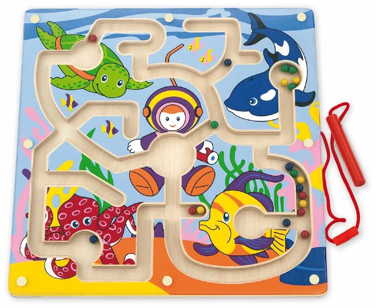 Развивающие игрушки из дерева Viga Toys Магнитный логический лабиринт "Океан" 50123
