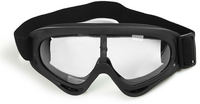 Очки для езды на мототехнике, стекло прозрачное, цвет черный 1 шт