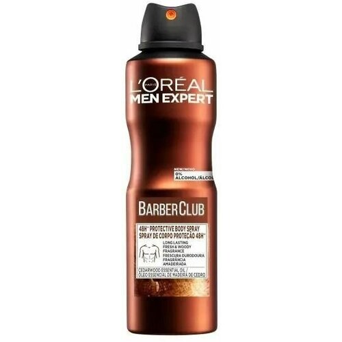 Дезодорант-спрей для тела L'Oreal Paris Men Expert Barber Club 48H Protective Bodyspray 150 мл (из Финляндии) дезодорант спрей l oral men expert для мужчин fresh extreme без спирта 48h 250 мл из финляндии