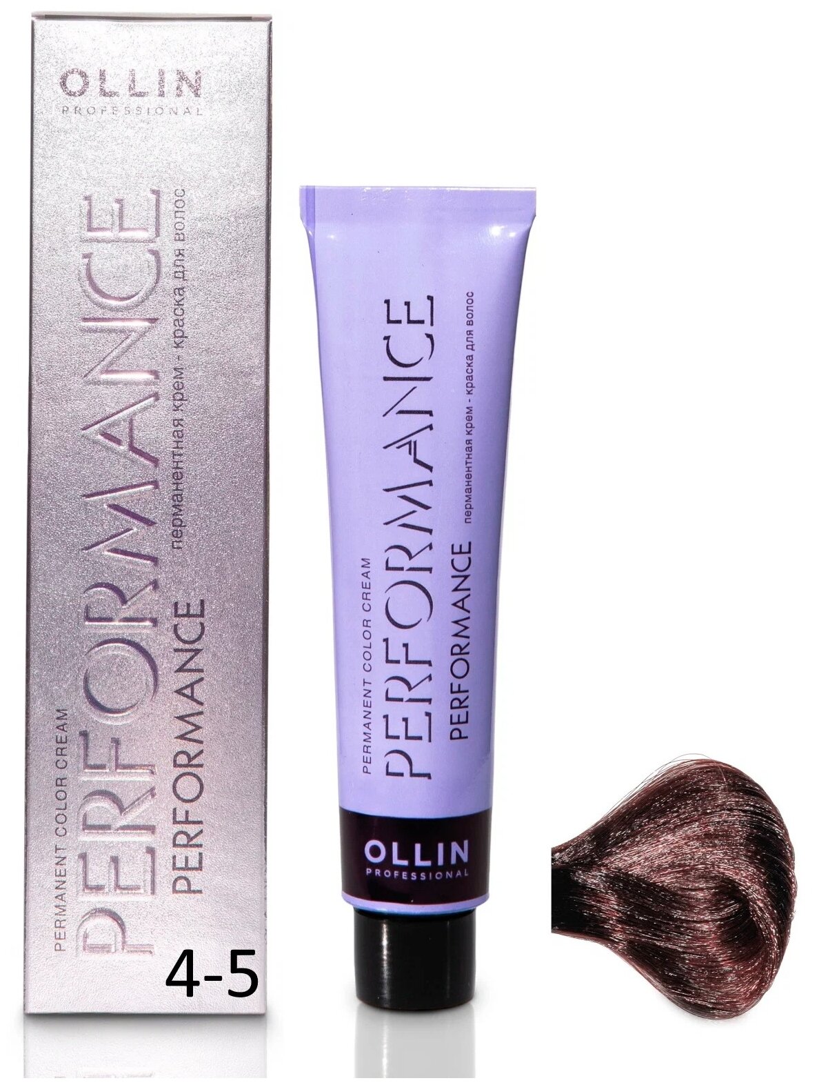 OLLIN PERFORMANCE 4/5 шатен махагоновый 60мл Перманентная крем-краска для волос