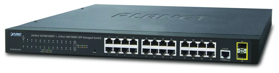 Коммутатор Planet IPv4/IPv6, 24-Port 10/100/1000Base-T + 2-Port 100/1000MBPS SFP L2/L4 SNMP Manageable Gigabit Ethernet Switch