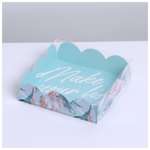Коробка для кондитерских изделий с PVC крышкой «Make your life sweet», 10,5 × 10,5 × 3 см