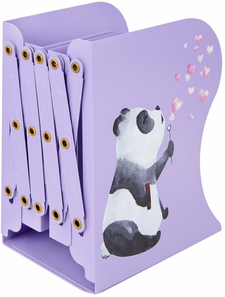 Подставка-держатель для книг и учебников BRAUBERG KIDS "Panda", раздвижная, металлическая, 238064, 238064