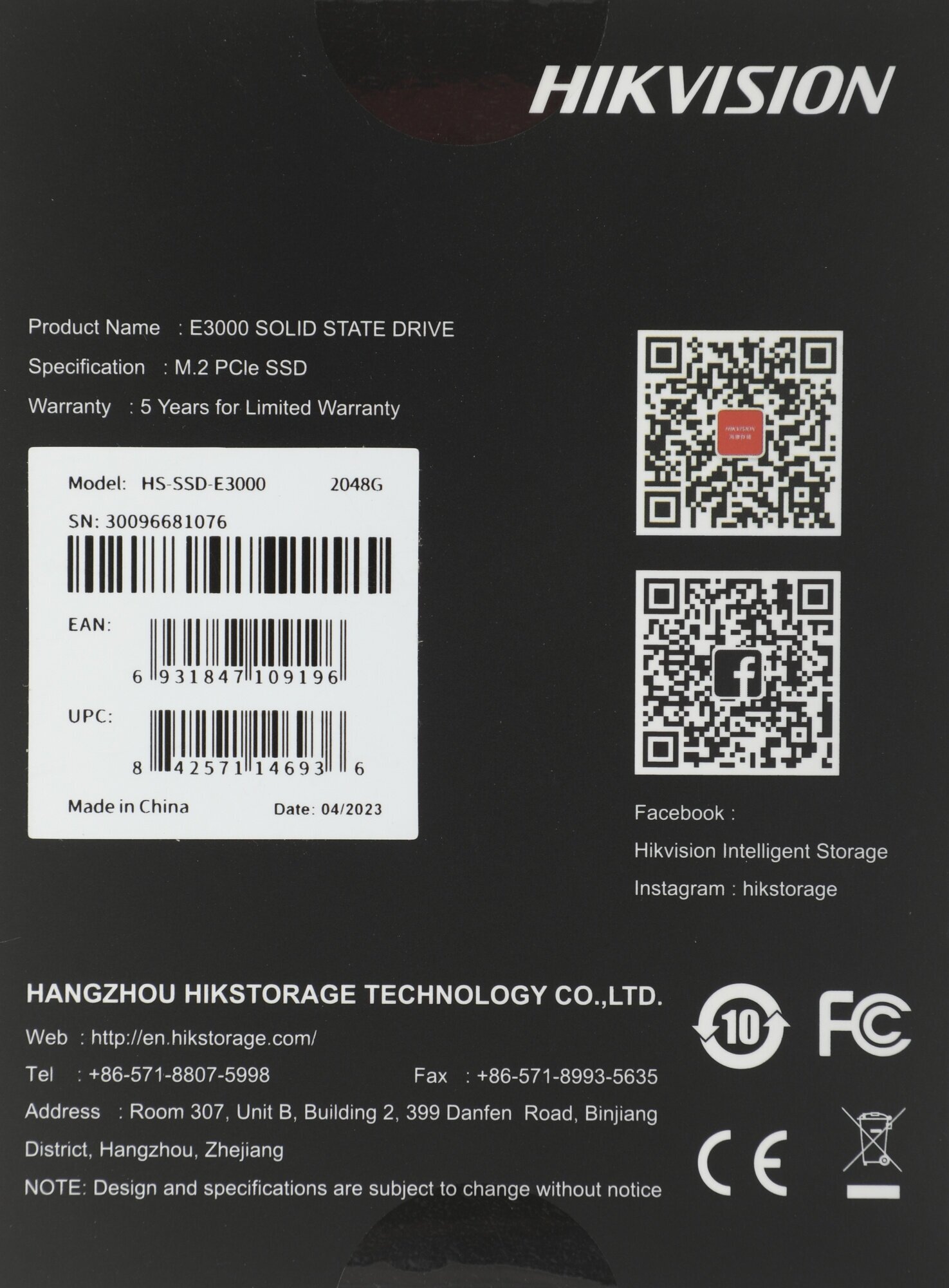 Накопитель SSD M.2 2280 HIKVISION E3000 2TB PCIe 3.0 x4 NVMe 3D NAND TLC 3476/3137MB/s - фото №5