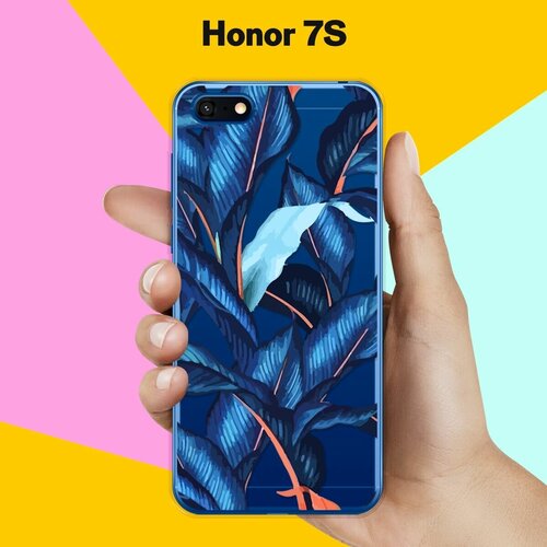 Силиконовый чехол Синие листья на Honor 7S силиконовый чехол синие листья на honor 7a pro