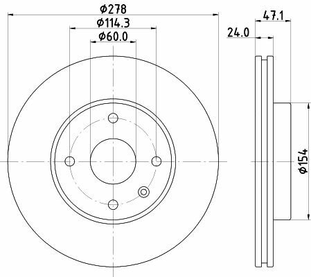 Диск тормозной передний для автомобилей Chevrolet Epica (06-) d=278 DF 062108 TRIALLI