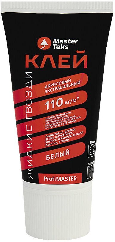 фото Клей монтажный MASTERTEKS PM 110 кг/м2 жидкие гвозди экстрасильный 200г белый, арт.9752839/9752935