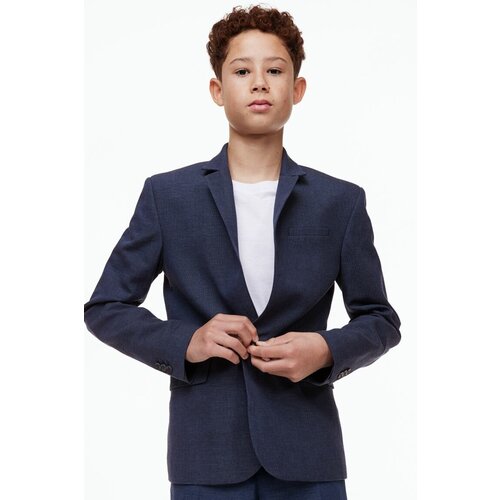 Пиджак H&M, однобортный, подкладка, карманы, размер 152, синий